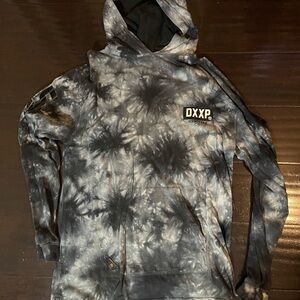 10.Deep Black and Gray Tie-Dye Hoodie